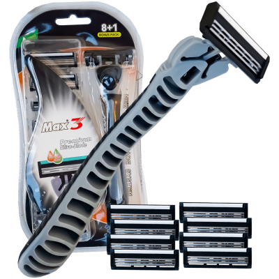 Aparat de ras cu 3 lame, Max 3 Premium Ultra-Blade, 8 rezerve, 14 CM